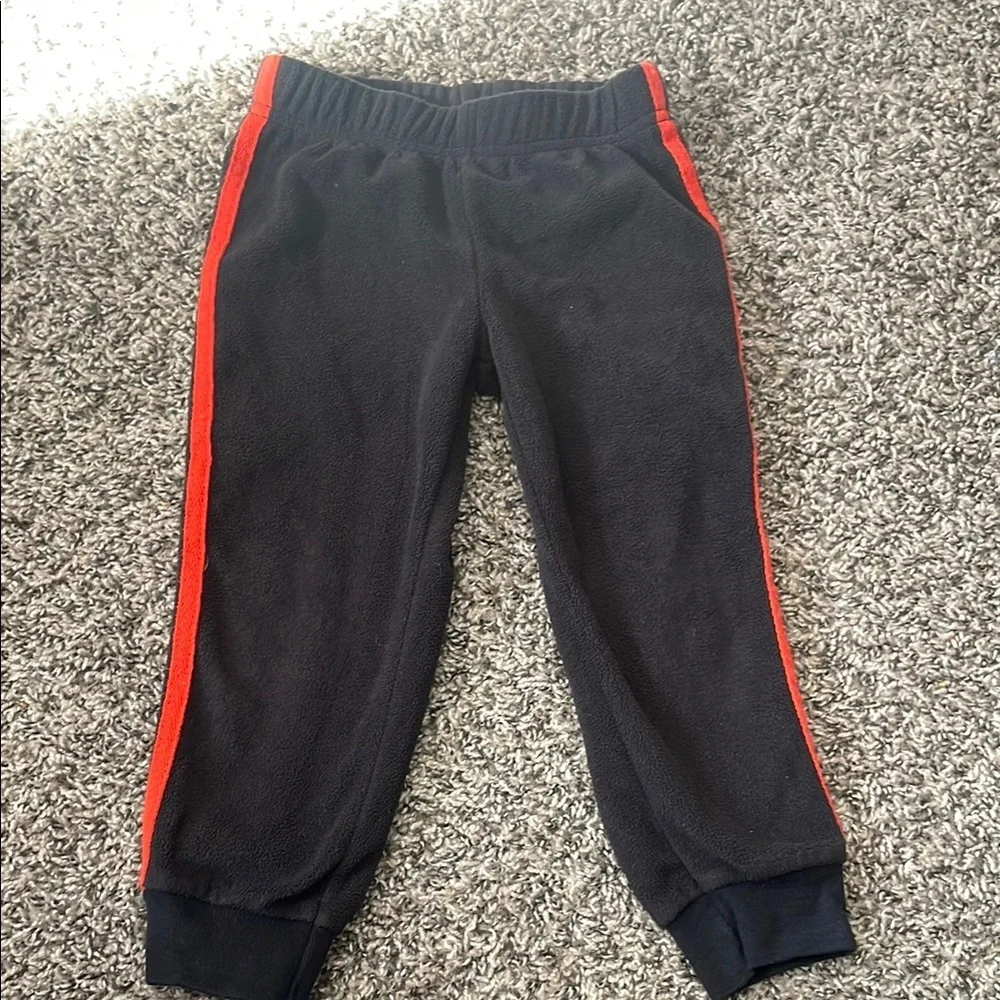 Carter's Black Fleece Joggers with Orange Stripes